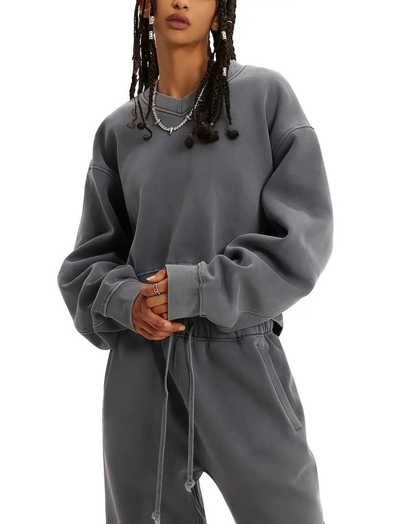 Damen Boxy-Sweatshirt mit überschnittener Schulter, verlängertem Rückenteil und brushed Fleece Eichborn Berlin