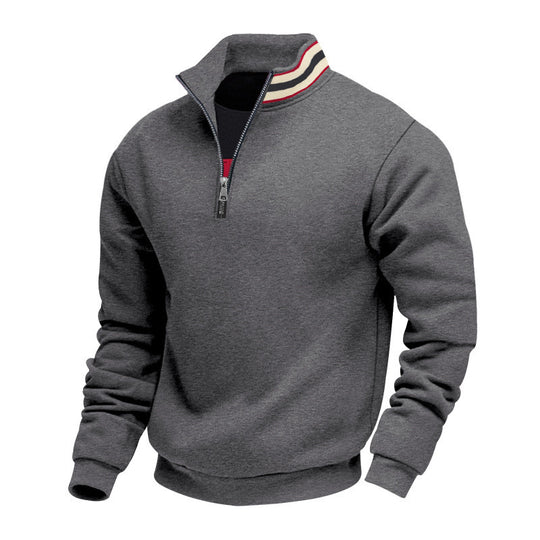 Herren nan Halbzip-Sweatshirt mit sportivem Ringkragen und weichem Fleece-Innenfutter EB