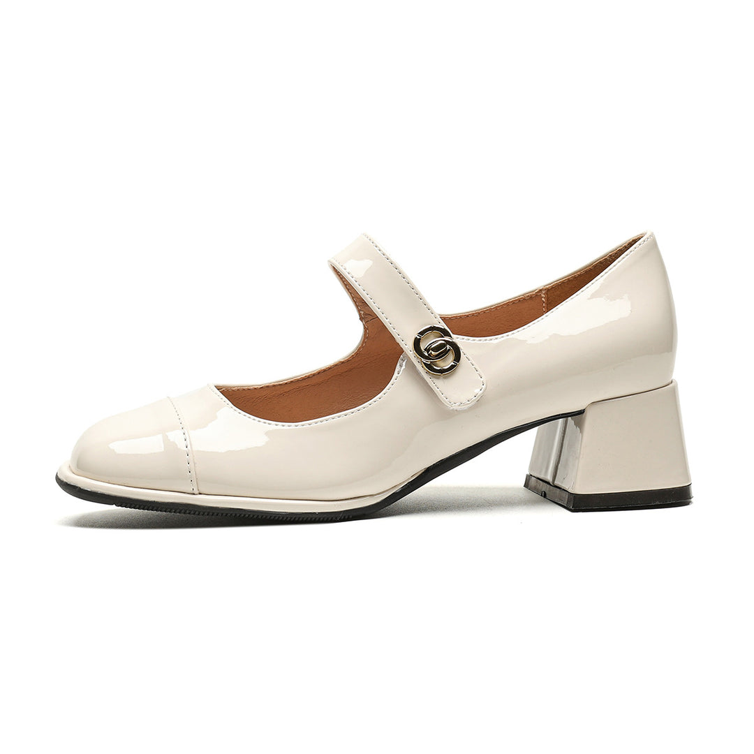 Damen Mary-Jane Pumps mit edlem Lackfinish und modischem Riemen EB