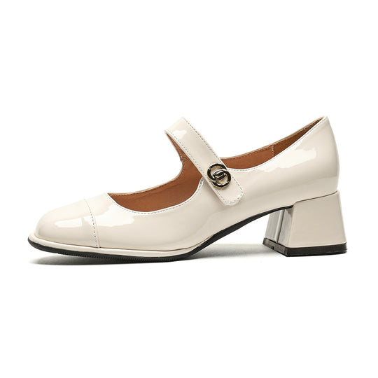 Damen Mary-Jane Pumps mit edlem Lackfinish und modischem Riemen EB