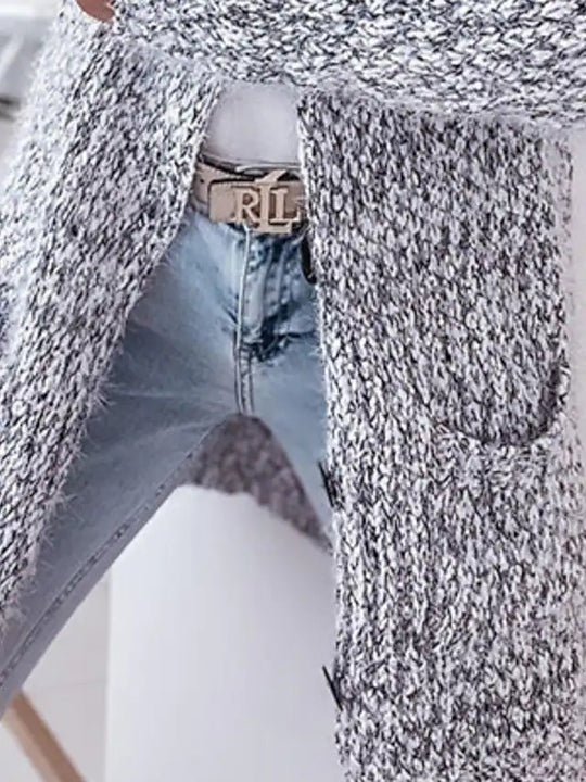 Damen Grobstrickjacke mit Kapuze und praktischen Taschen EB
