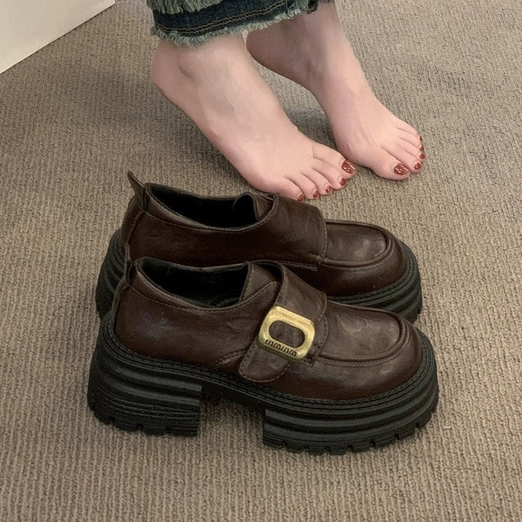 Damen Chunky Schnürschuhe mit robustem Plateau und modischer Schnallen-Applikation EB