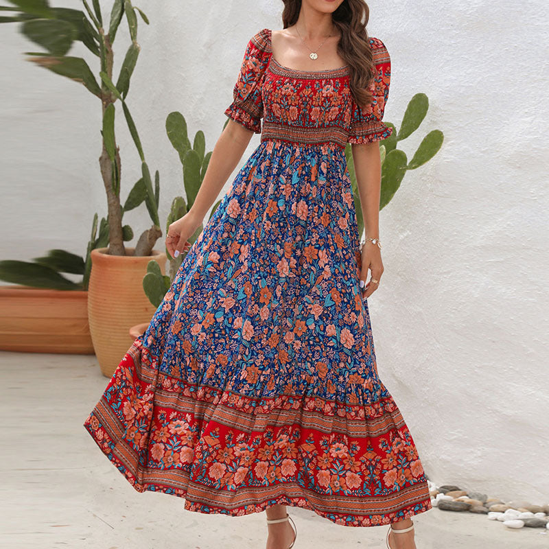 Damen Maxikleid mit Off-Shoulder Design und floralen Mustern EB