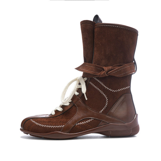 Damen trendige Winterstiefel mit innovativem Schnürsystem und eleganter Gummisohle EB