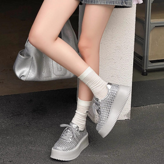 Damen Sportliche Sneaker mit atmungsaktivem Netzdesign und komfortabler Plateau-Sohle EB