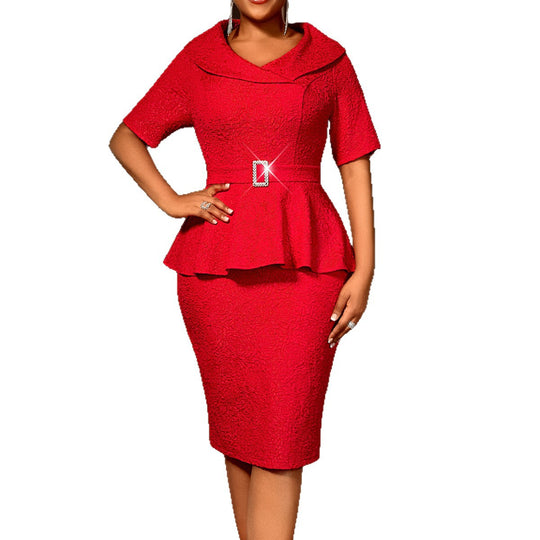 Damen figurbetontes Peplum-Kleid mit Raffinierter Taillierung EB
