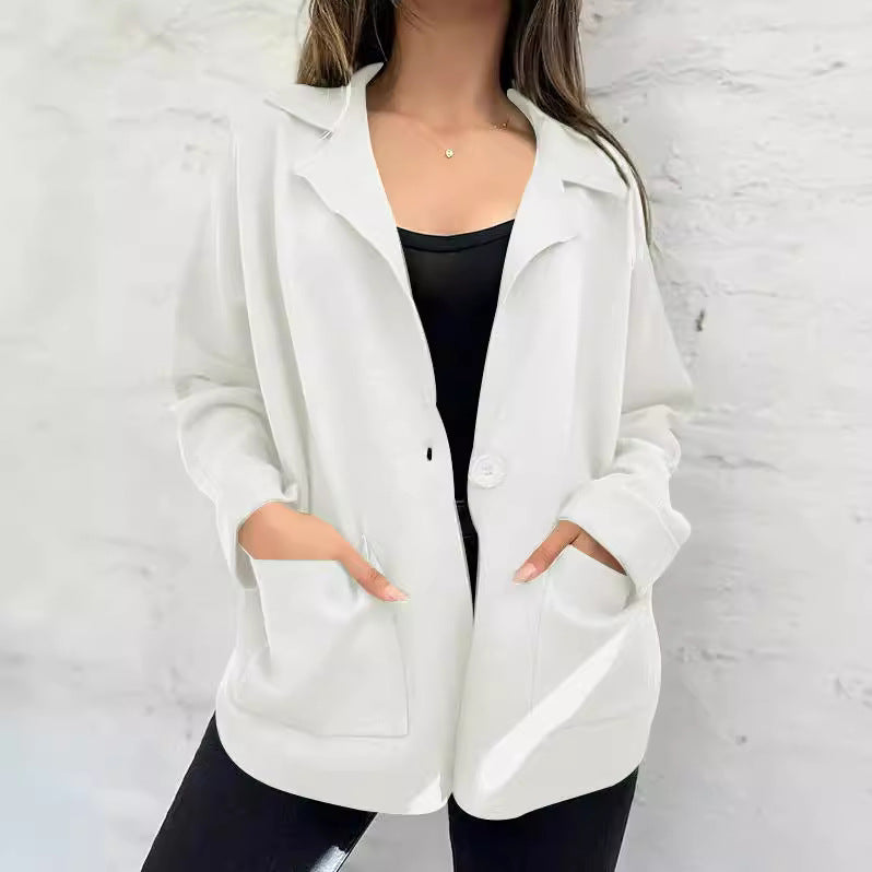 Damen Oversized Blazer mit Patch-Taschen und modischem Schnitt EB