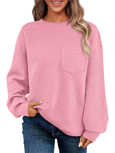 Damen Strukturierter Sweatshirt mit Patch-Tasche EB