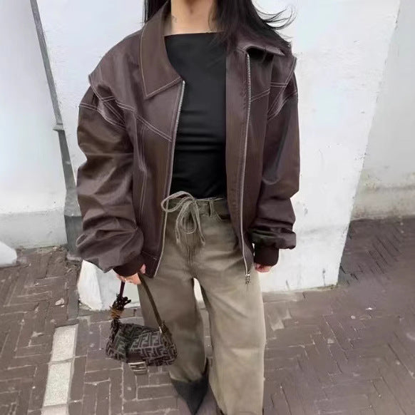Damen modische jacke mit strukturiertem Kragen und praktischen Taschen EB
