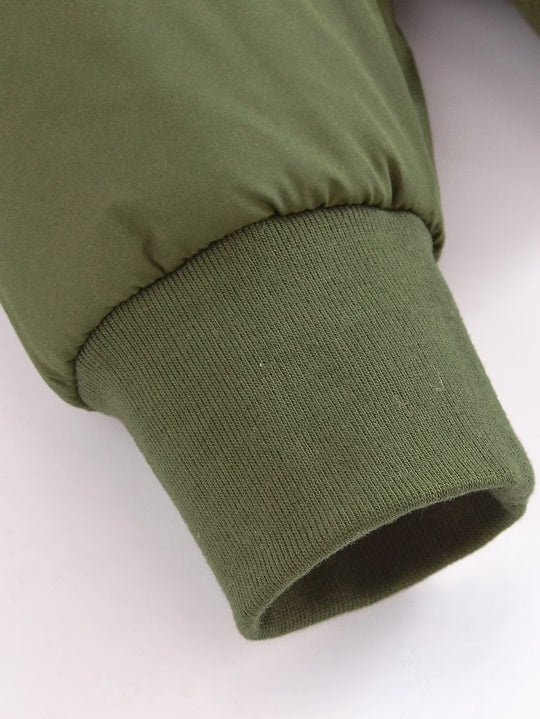 Damen Kurz geschnittene wattierte Blousonjacke mit geripptem Saum EB