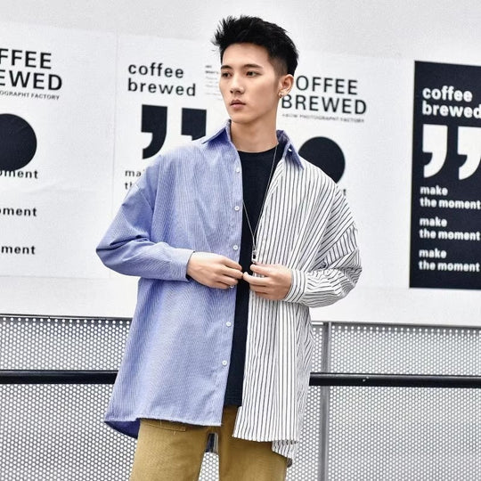 Herren Trendy Hemd mit asymmetrischem Design und urbanem Chic EB