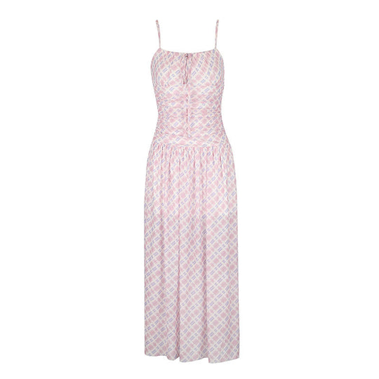 Damen Maxikleid mit Spaghettiträgern und eleganter Raffungen EB