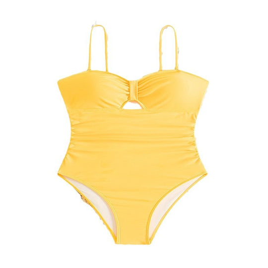 Damen Einteiler Badeanzug mit raffiniertem Cut-Out und Raffung EB