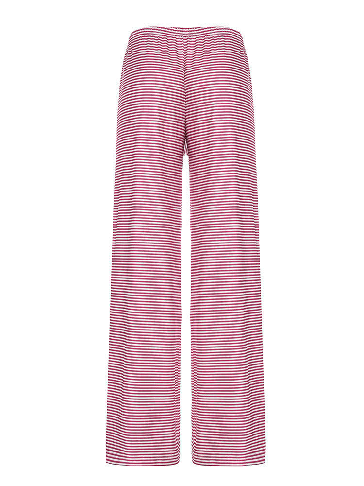 Damen Bequeme und luftige Sommerhose mit Streifenmuster und elastischem Bund EB