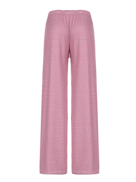 Damen Bequeme und luftige Sommerhose mit Streifenmuster und elastischem Bund EB