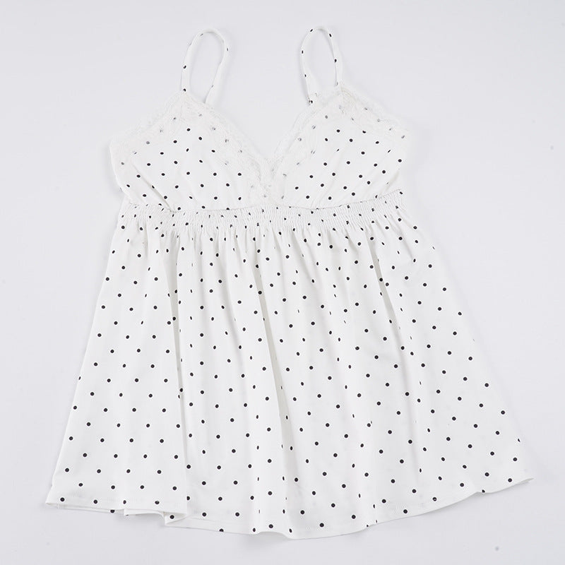 Damen Spaghetti-Top mit floralem Spitzenbesatz und elastischem Bund EB