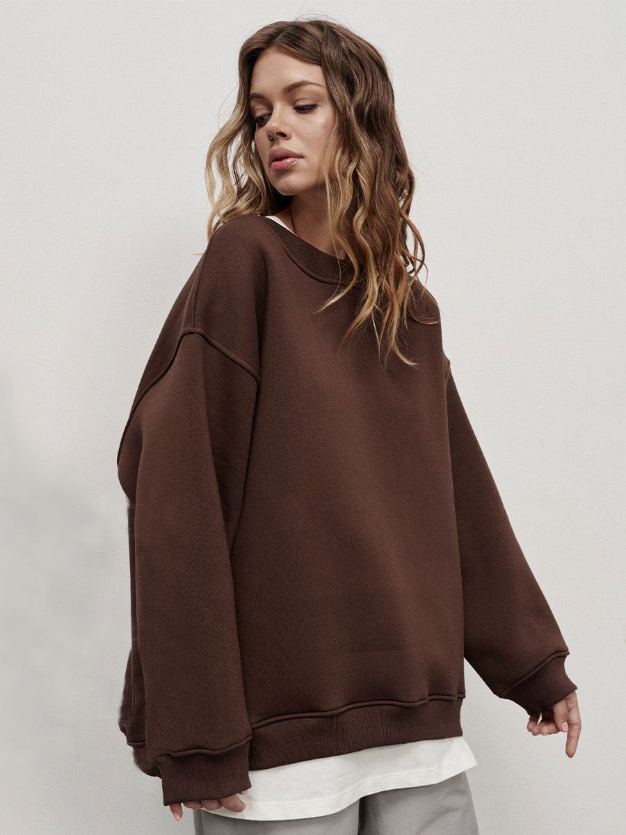 Damen Oversized Sweatshirt im lässigen Stil mit übergroßen Ärmeln und elastischen Bündchen EB