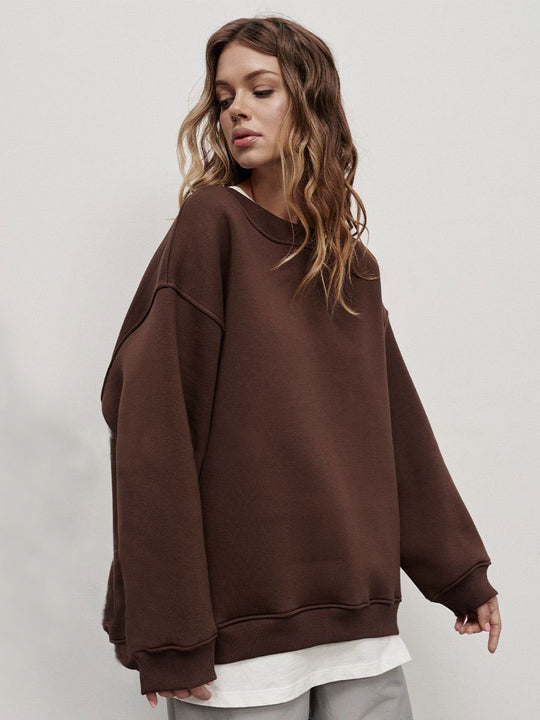 Damen Oversized Sweatshirt im lässigen Stil mit übergroßen Ärmeln und elastischen Bündchen EB