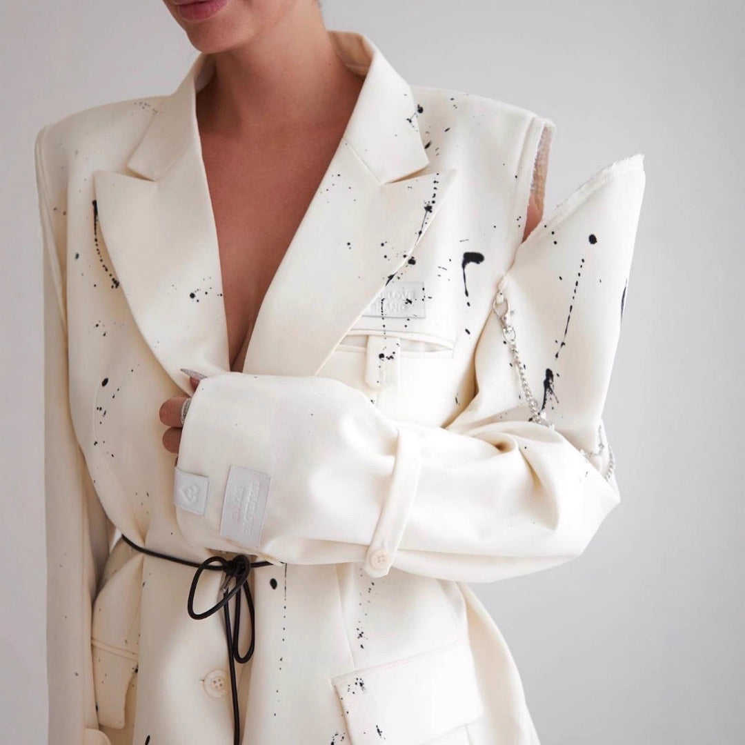 Damen Modischer Oversized-Blazer mit kreativen Akzentmustern EB