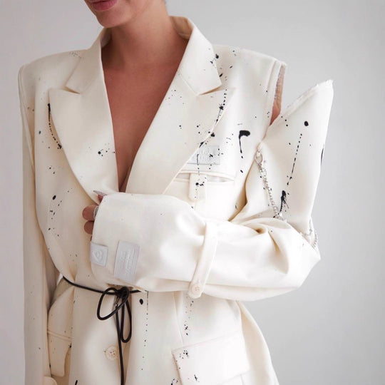 Damen Modischer Oversized-Blazer mit kreativen Akzentmustern EB