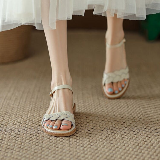 Damen Riemchen-Sandalen mit geflochtenem Design und komfortabler Sohle EB