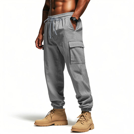 Herren Utility-Cargo-Jogger mit elastischem Bund, Kordelzug und großem Seitentaschen‑Panel EB