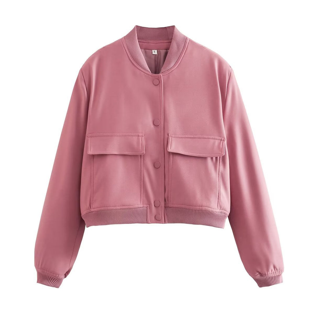 Damen Kurzblouson im Utility‑Stil mit Klappentaschen und Rippbündchen EB