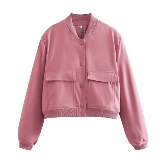 Damen Kurzblouson im Utility‑Stil mit Klappentaschen und Rippbündchen EB