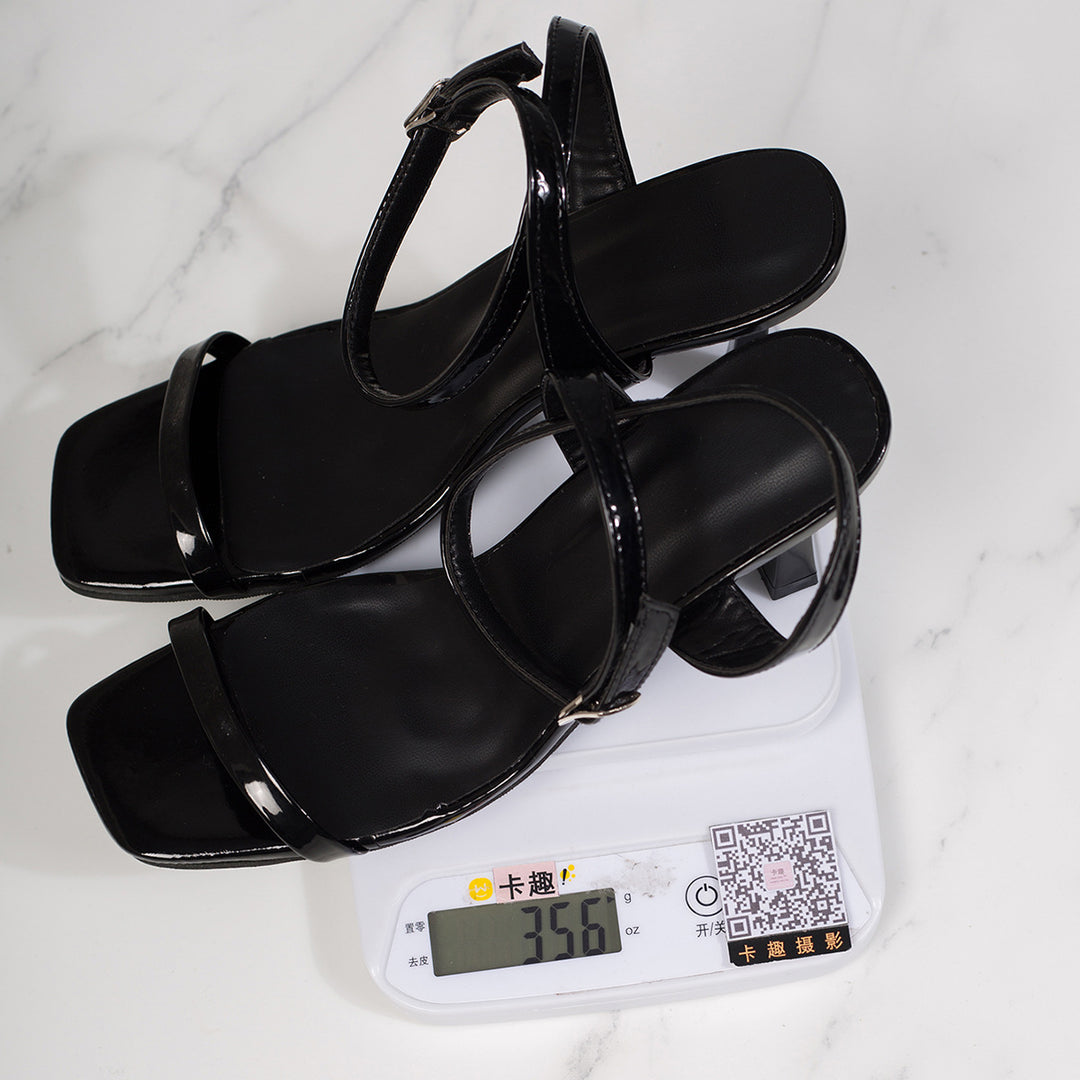 Damen elegante Sling-Sandalen mit feinen Riemen und modischem Blockabsatz EB