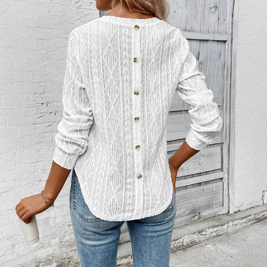 Damen Strickpullover mit transparentem Muster und lässigem Schnitt EB
