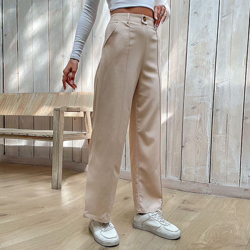 Damen Chino-Hose mit wedelförmigem Schnitt und dekorativem Knopf EB