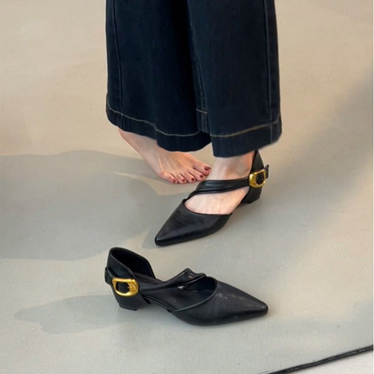 Damen elegante Slingback-Pumps mit modischem Riemchen und stabiler Sohle EB