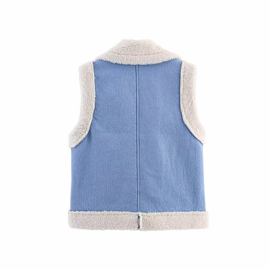 Damen Weste im Vintage-Style aus Denim mit Fleecefutter EB