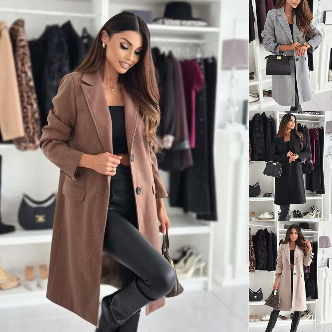 Damen Elegante, schicke Langjacke mit Taschen EB
