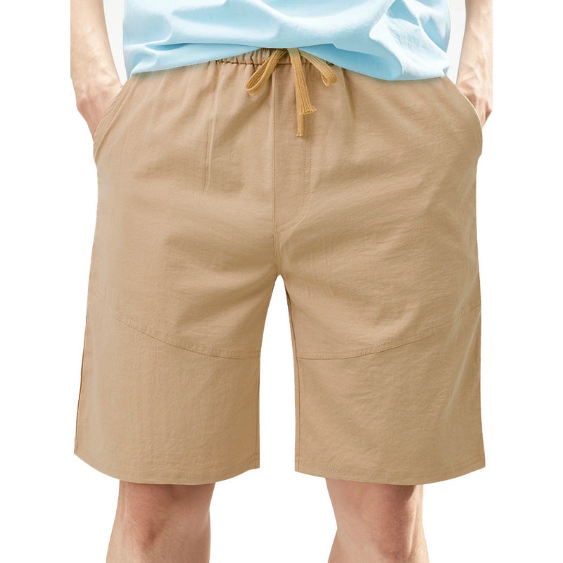 Herren nan knielange Leinenmix-Shorts mit elastischem Kordelzugbund und seitlichen Schubtaschen EB