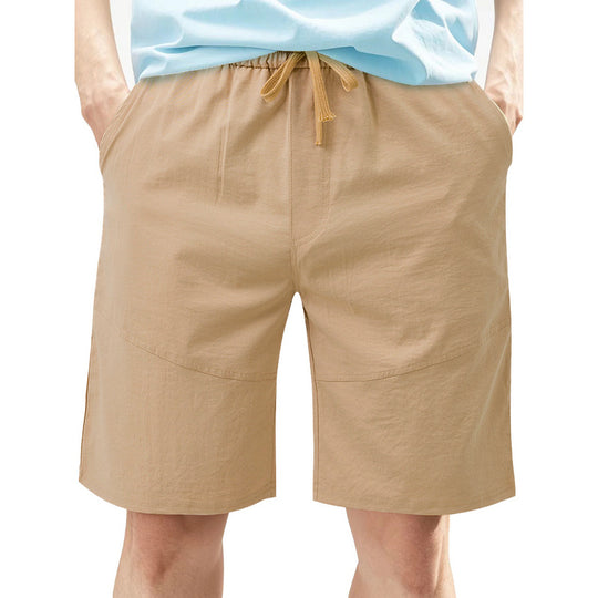 Herren nan knielange Leinenmix-Shorts mit elastischem Kordelzugbund und seitlichen Schubtaschen EB