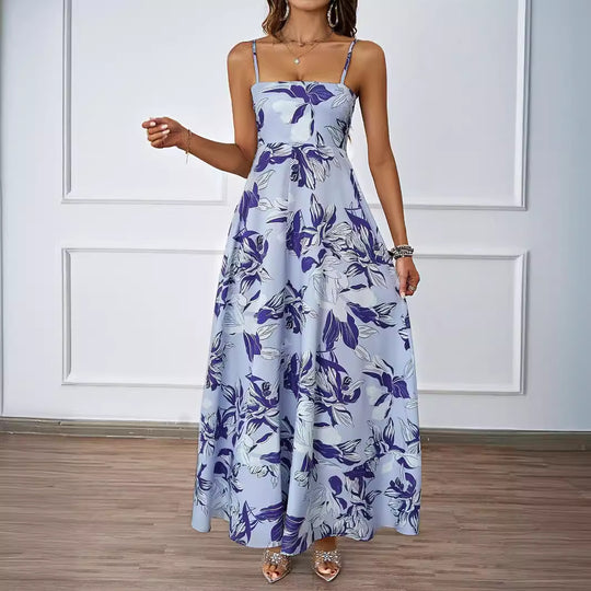 Damen Maxikleid mit modernem grafischem Design und elegantem A-Linien-Schnitt EB