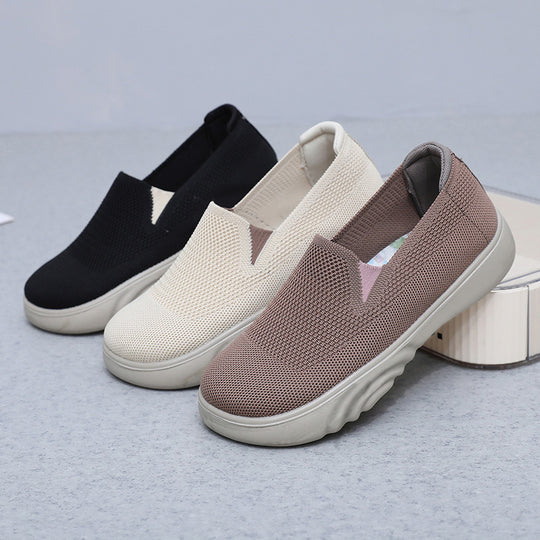 Damen Bequeme und atmungsaktive Slip-On Freizeitschuhe mit flexiblem Obermaterial EB
