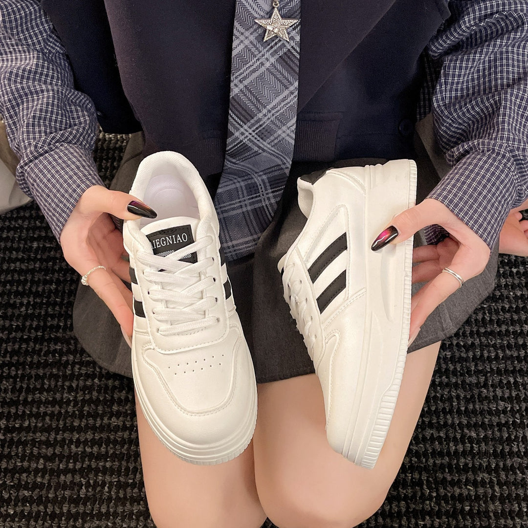 Damen Plattform Sneakers mit langlebiger Lederoberfläche und atmungsaktiver Dämpfung EB