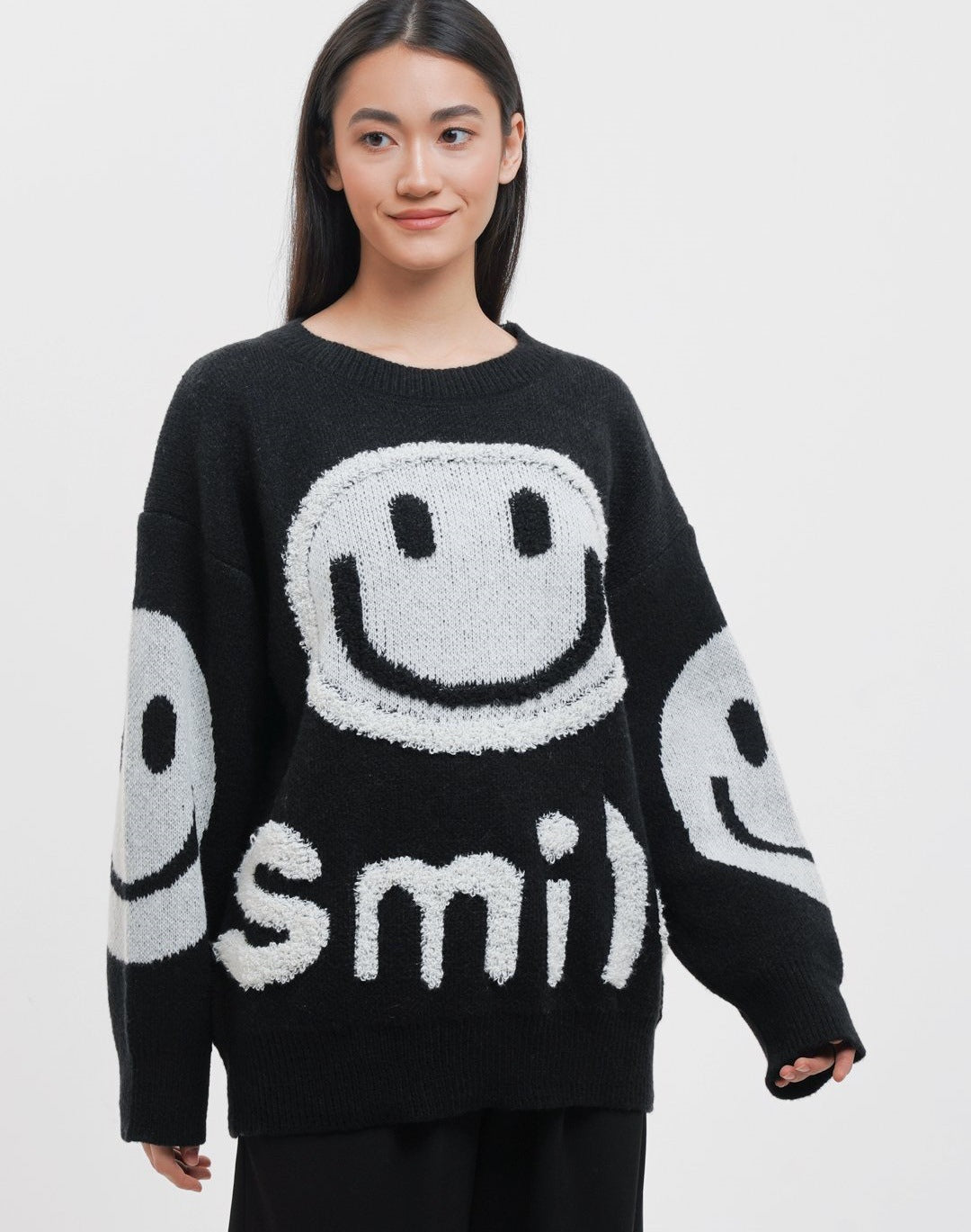 Damen gemütlicher Oversize-Pullover mit lässigem Grafikdesign EB
