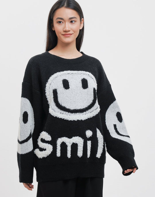 Damen gemütlicher Oversize-Pullover mit lässigem Grafikdesign EB