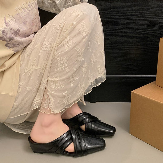 Damen elegante Mules mit geschwungenem Design EB