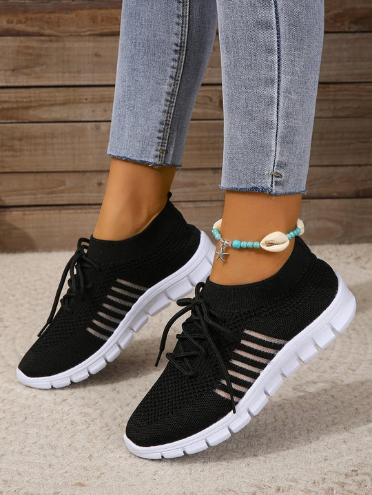 Damen  leichtes gestricktes Sneaker Slipper mit sockenähnlichem Schaft und flexibler Laufsohle EB