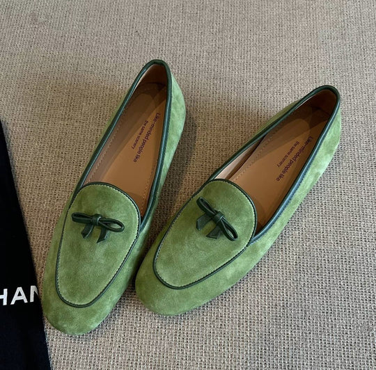 Damen Mokassins mit raffinierten Schleifenapplikationen und weichem Veloursleder EB