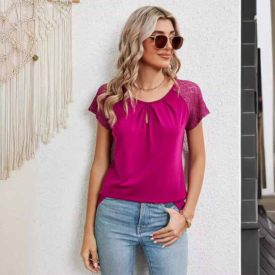 Damen T-Shirt mit Spitzendetails EB