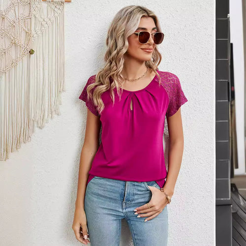 Damen T-Shirt mit Spitzendetails EB