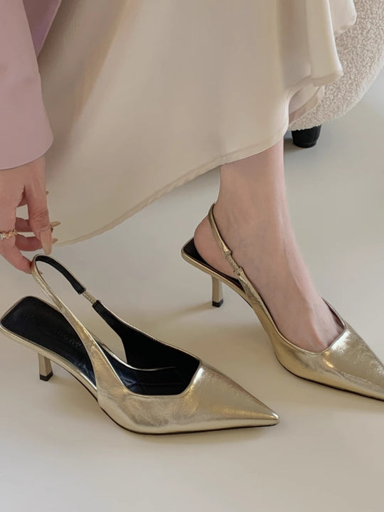 Damen elegante Slingback Pumps mit spitzem Design EB