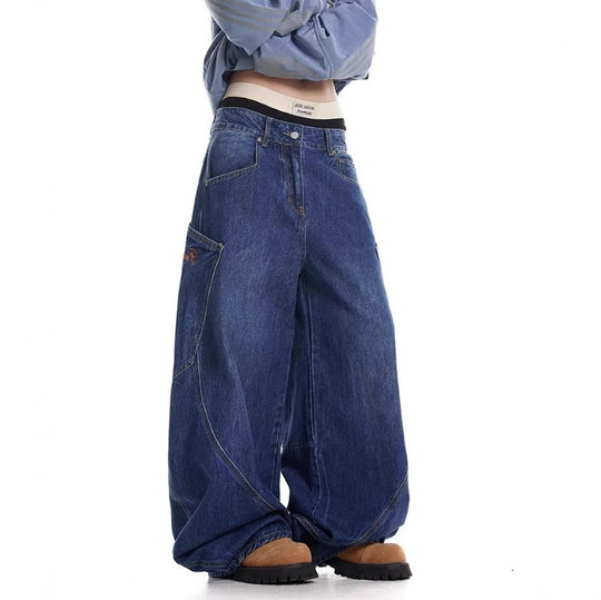 Damen Baggy-Jeans mit weitem Schnitt und praktischen Cargotaschen EB