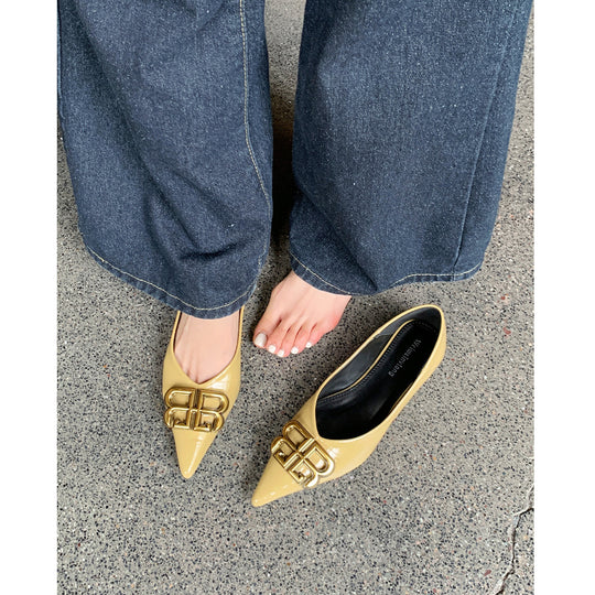 Damen elegante Ballerinas mit luxuriösem Metallakzent EB