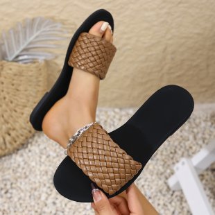 Damen modische Riemchen-Sandalen aus geflochtenem Material EB